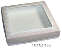 Коробочка для пряников 17*17*3,5см бледно роз